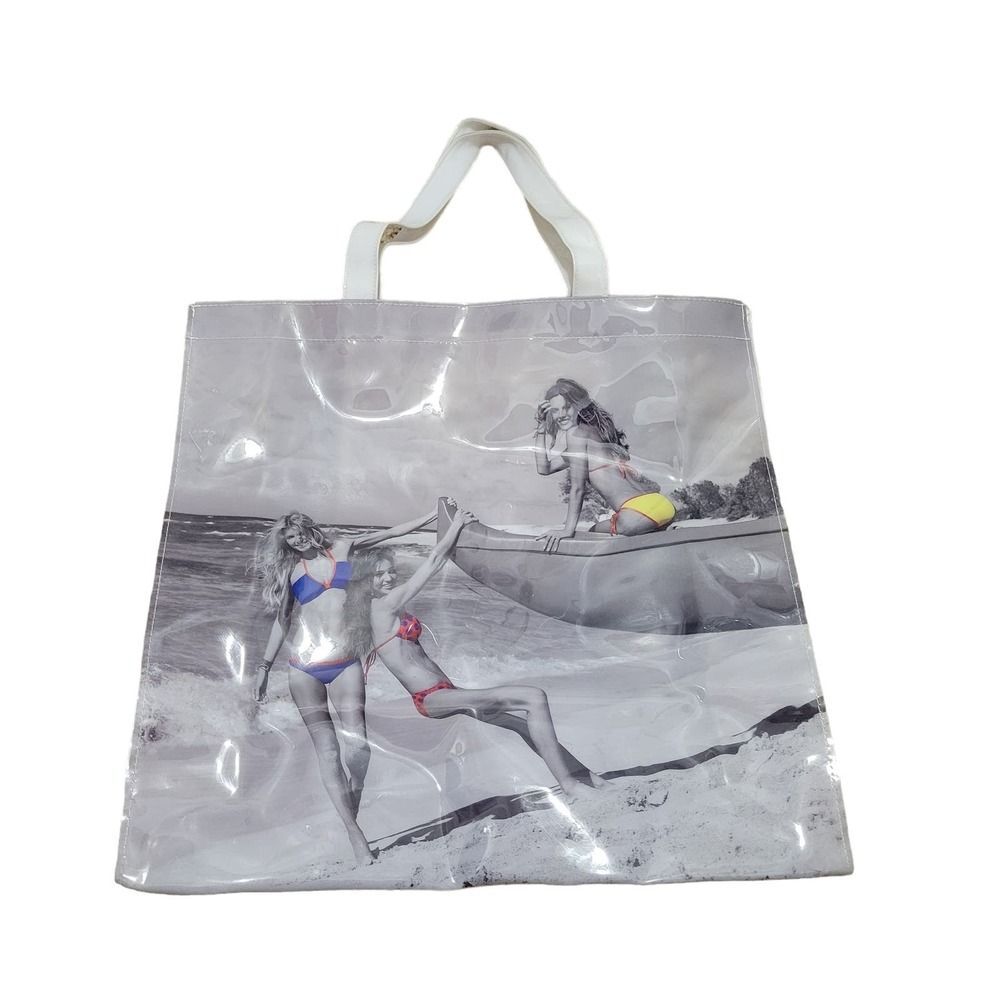 Victoria's Secret PINK Vinyl Shoulder Tote Beach Bag in Grayscale